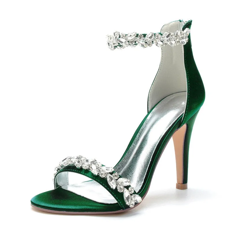 Funki Buys | Shoes | Women's Crystal Strap Satin Prom Stilettos