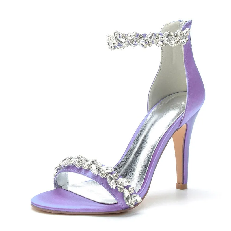 Funki Buys | Shoes | Women's Crystal Strap Satin Prom Stilettos
