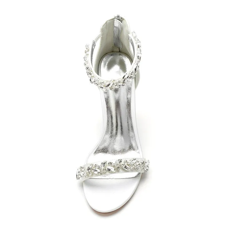 Funki Buys | Shoes | Women's Crystal Strap Satin Prom Stilettos