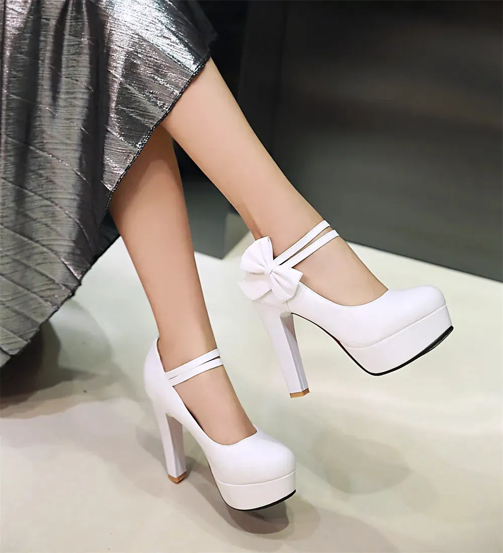 Funki Buys | Shoes | Women's Cute Ankle Bow Wedding Heels