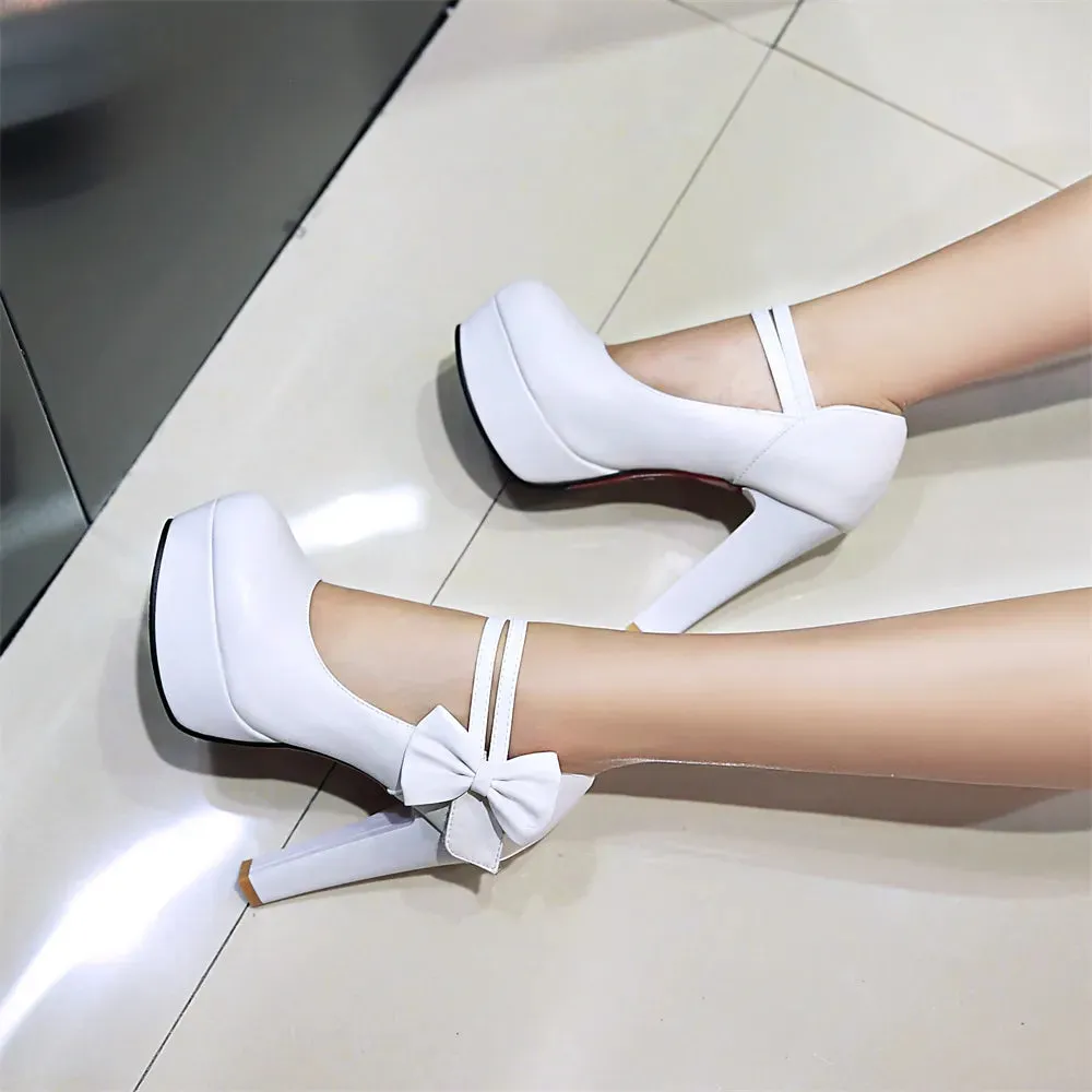 Funki Buys | Shoes | Women's Cute Ankle Bow Wedding Heels