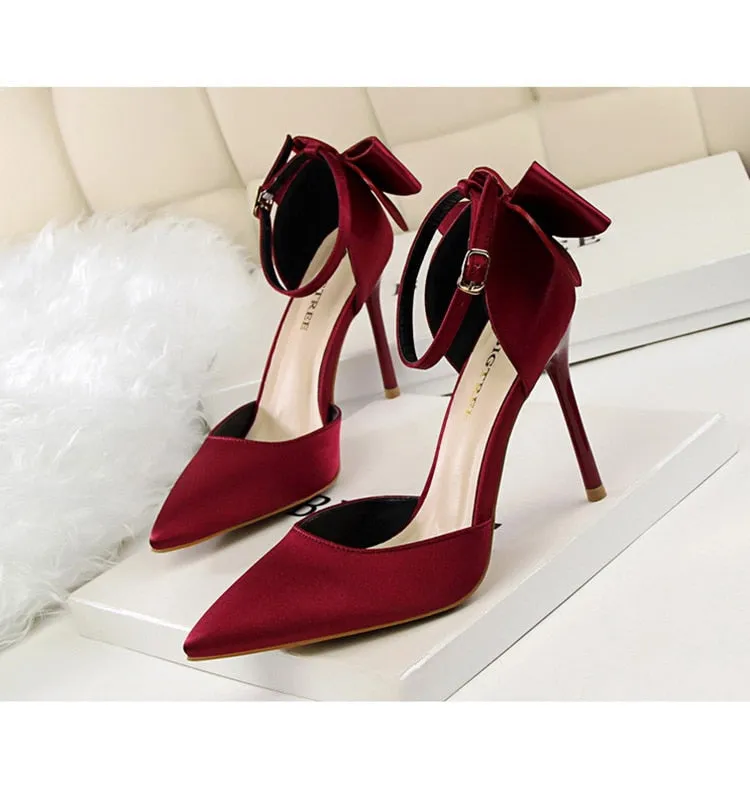 Funki Buys | Shoes | Women's Elegant Silk Bow Stiletto Pumps