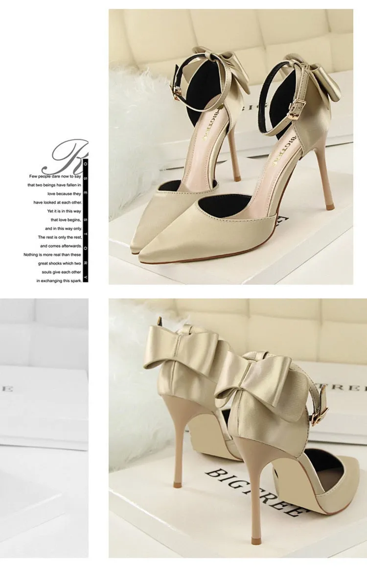 Funki Buys | Shoes | Women's Elegant Silk Bow Stiletto Pumps