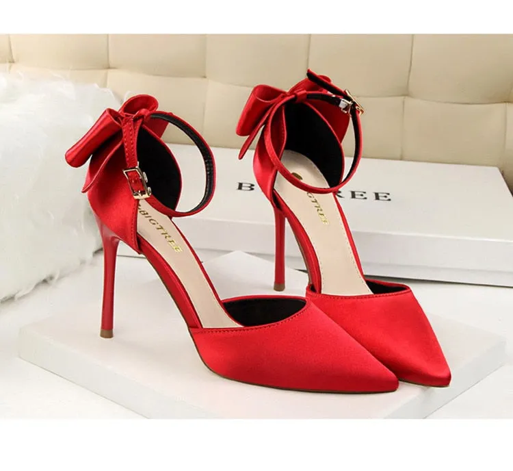 Funki Buys | Shoes | Women's Elegant Silk Bow Stiletto Pumps