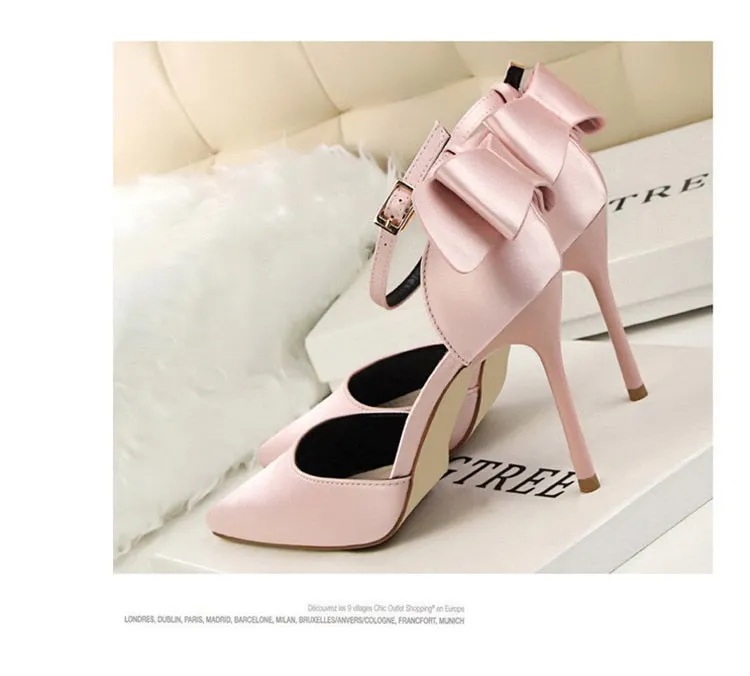 Funki Buys | Shoes | Women's Elegant Silk Bow Stiletto Pumps