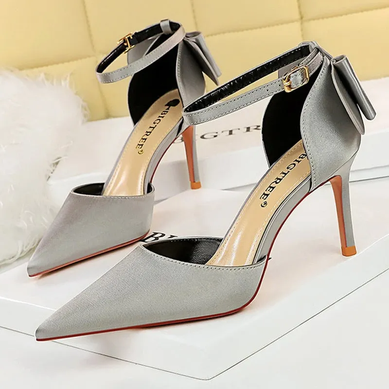 Funki Buys | Shoes | Women's Elegant Silk Bow Stiletto Pumps