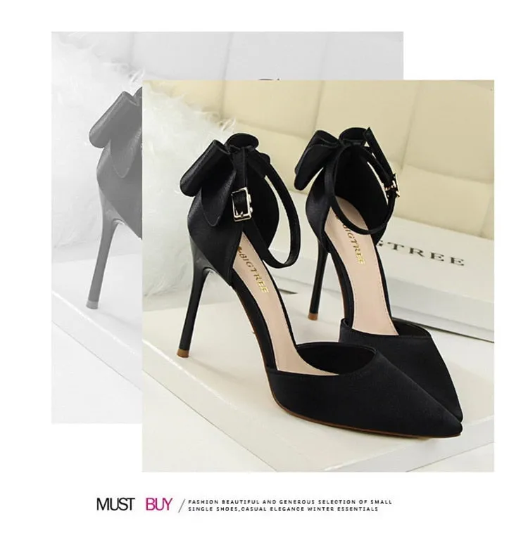 Funki Buys | Shoes | Women's Elegant Silk Bow Stiletto Pumps