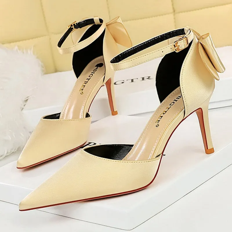 Funki Buys | Shoes | Women's Elegant Silk Bow Stiletto Pumps