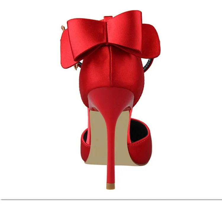 Funki Buys | Shoes | Women's Elegant Silk Bow Stiletto Pumps