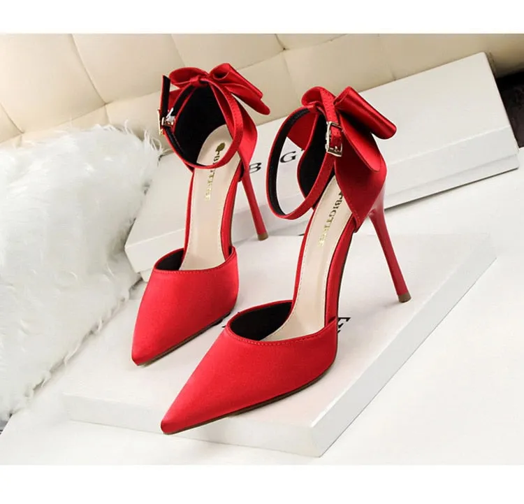 Funki Buys | Shoes | Women's Elegant Silk Bow Stiletto Pumps