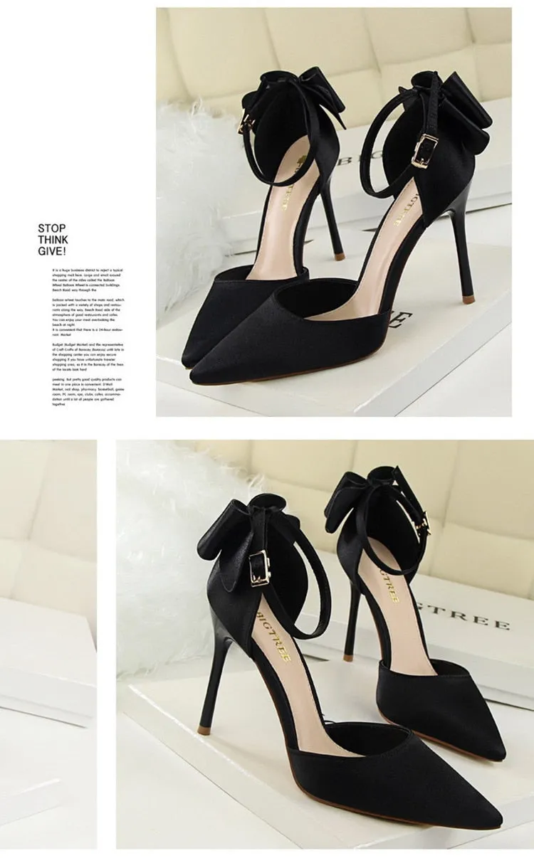 Funki Buys | Shoes | Women's Elegant Silk Bow Stiletto Pumps