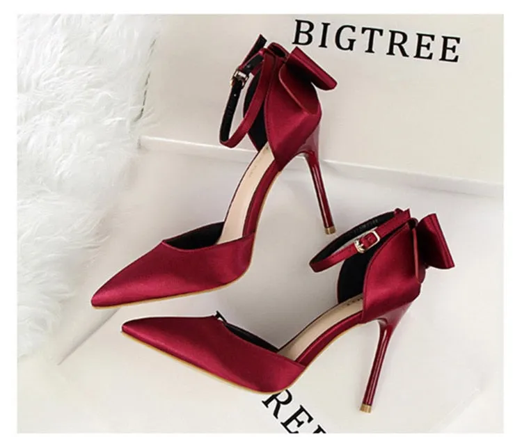 Funki Buys | Shoes | Women's Elegant Silk Bow Stiletto Pumps