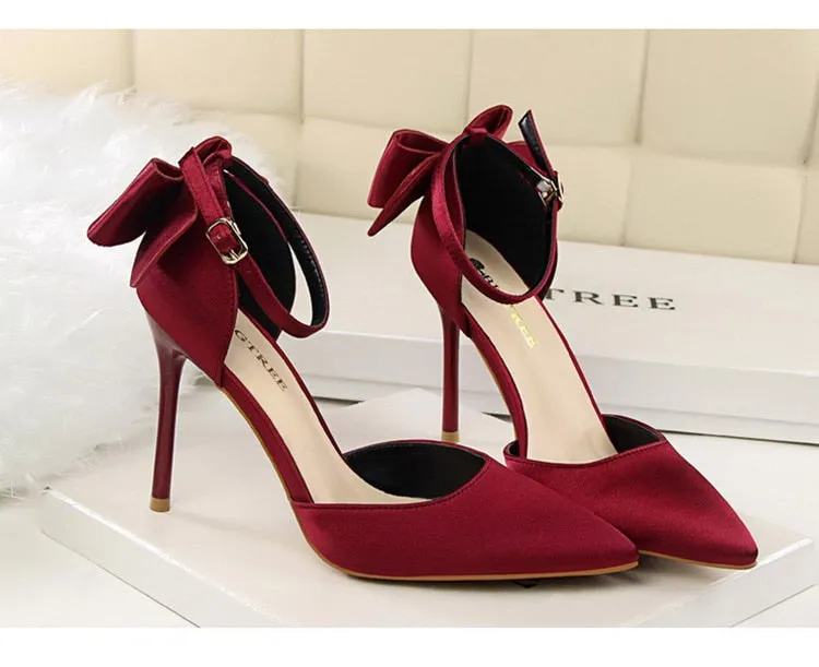 Funki Buys | Shoes | Women's Elegant Silk Bow Stiletto Pumps