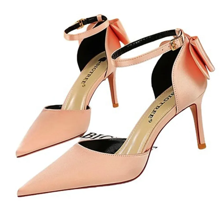 Funki Buys | Shoes | Women's Elegant Silk Bow Stiletto Pumps