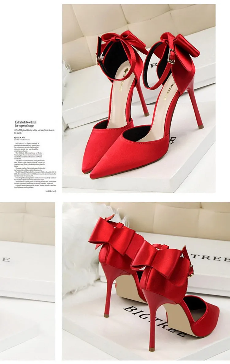 Funki Buys | Shoes | Women's Elegant Silk Bow Stiletto Pumps