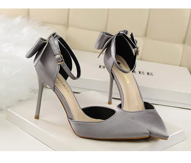 Funki Buys | Shoes | Women's Elegant Silk Bow Stiletto Pumps