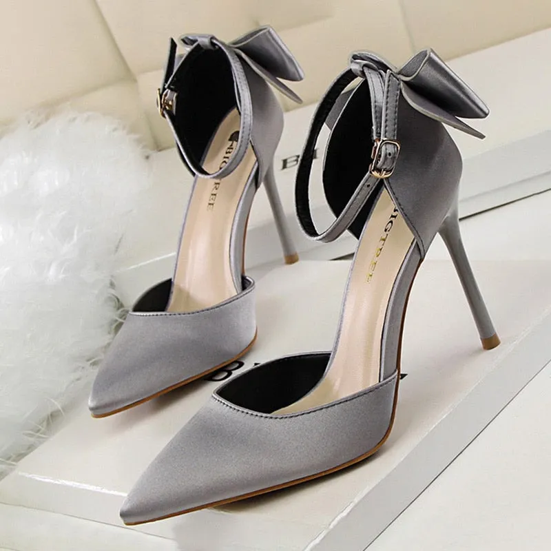 Funki Buys | Shoes | Women's Elegant Silk Bow Stiletto Pumps