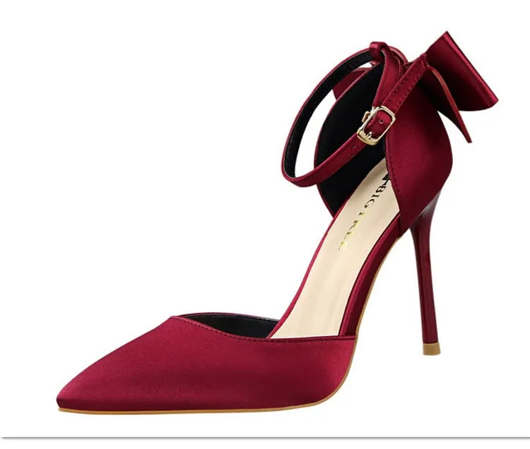 Funki Buys | Shoes | Women's Elegant Silk Bow Stiletto Pumps