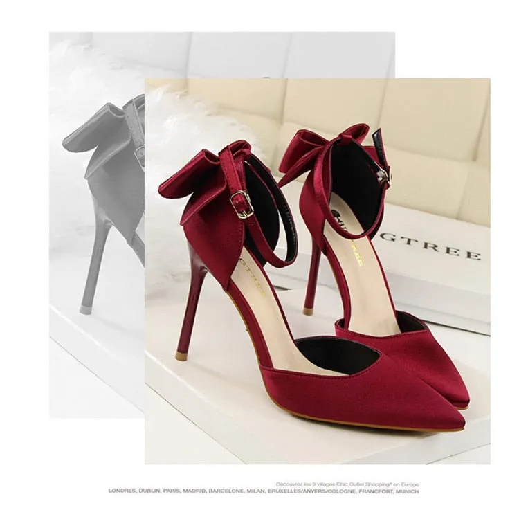 Funki Buys | Shoes | Women's Elegant Silk Bow Stiletto Pumps
