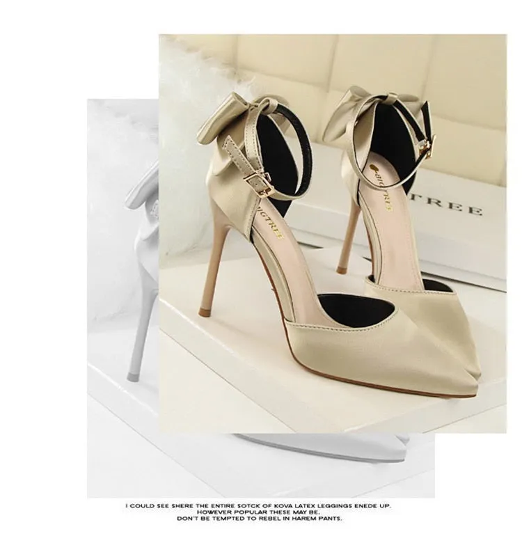 Funki Buys | Shoes | Women's Elegant Silk Bow Stiletto Pumps