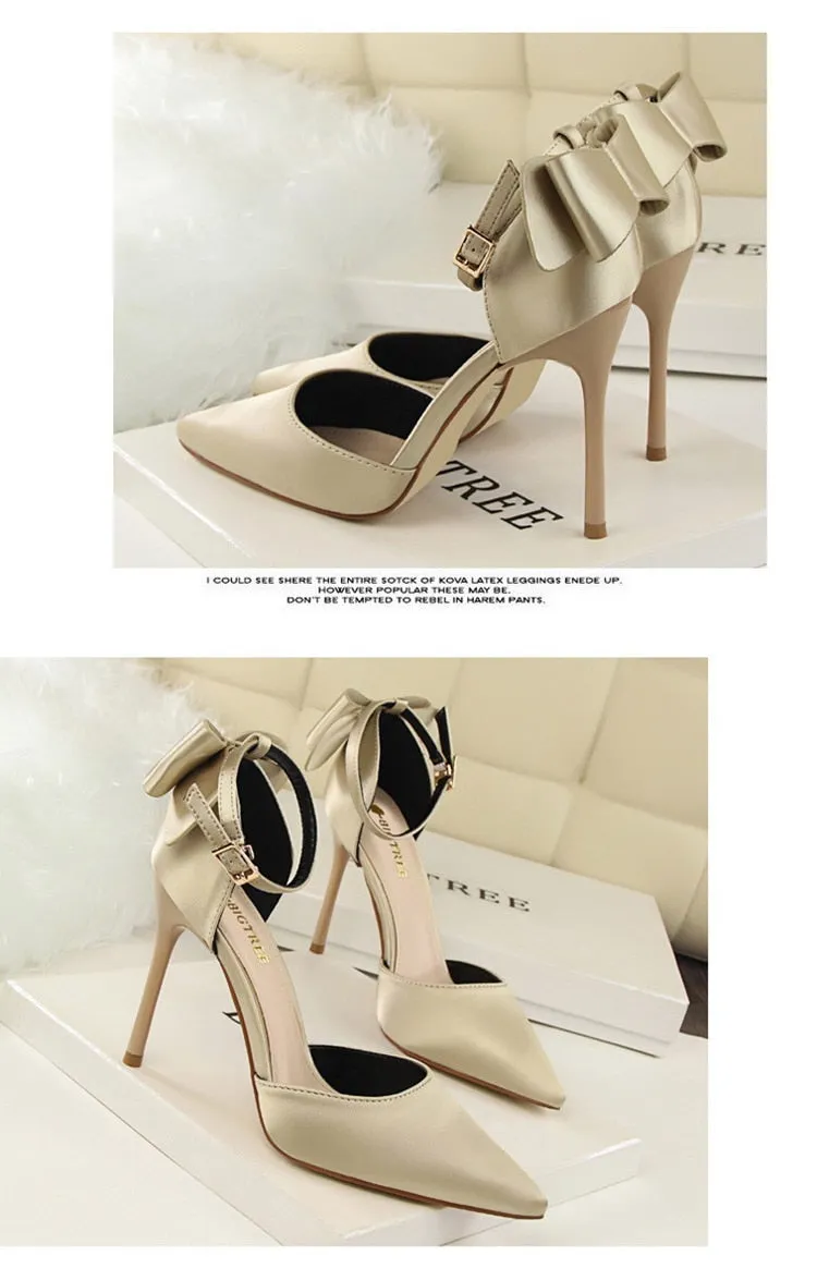 Funki Buys | Shoes | Women's Elegant Silk Bow Stiletto Pumps