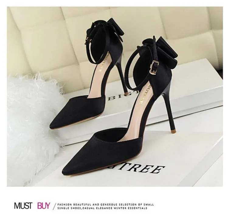 Funki Buys | Shoes | Women's Elegant Silk Bow Stiletto Pumps