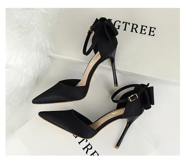 Funki Buys | Shoes | Women's Elegant Silk Bow Stiletto Pumps