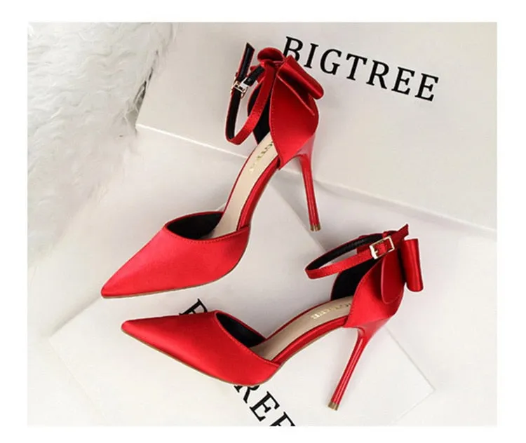 Funki Buys | Shoes | Women's Elegant Silk Bow Stiletto Pumps