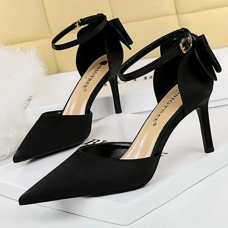 Funki Buys | Shoes | Women's Elegant Silk Bow Stiletto Pumps