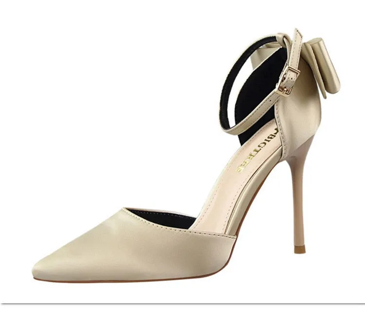 Funki Buys | Shoes | Women's Elegant Silk Bow Stiletto Pumps