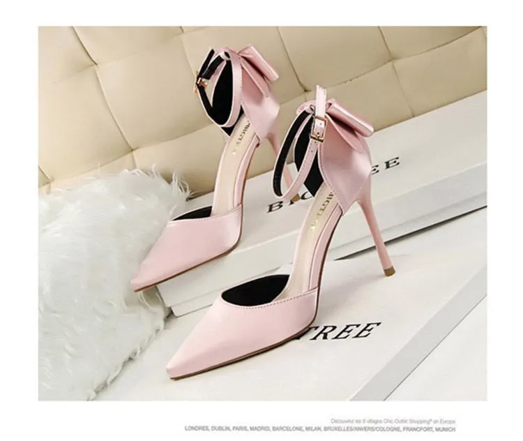 Funki Buys | Shoes | Women's Elegant Silk Bow Stiletto Pumps