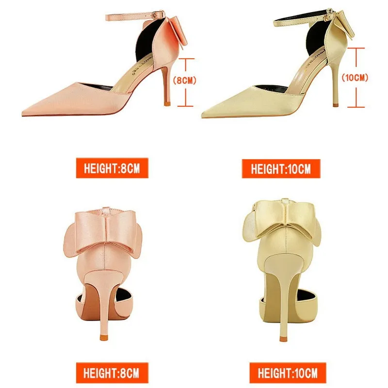 Funki Buys | Shoes | Women's Elegant Silk Bow Stiletto Pumps