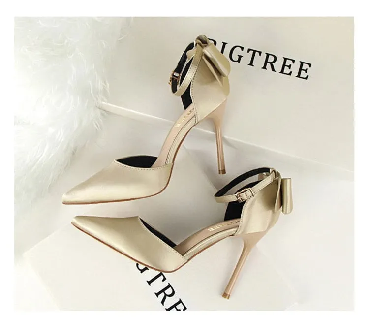 Funki Buys | Shoes | Women's Elegant Silk Bow Stiletto Pumps