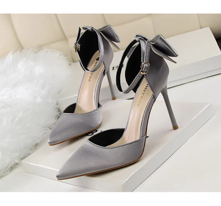 Funki Buys | Shoes | Women's Elegant Silk Bow Stiletto Pumps