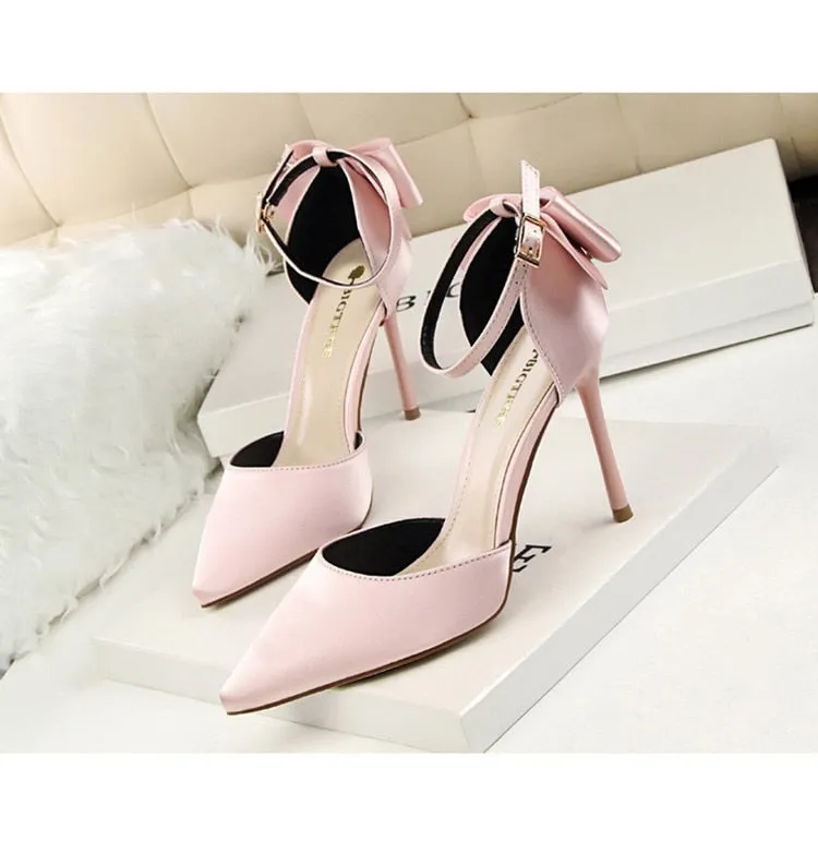 Funki Buys | Shoes | Women's Elegant Silk Bow Stiletto Pumps