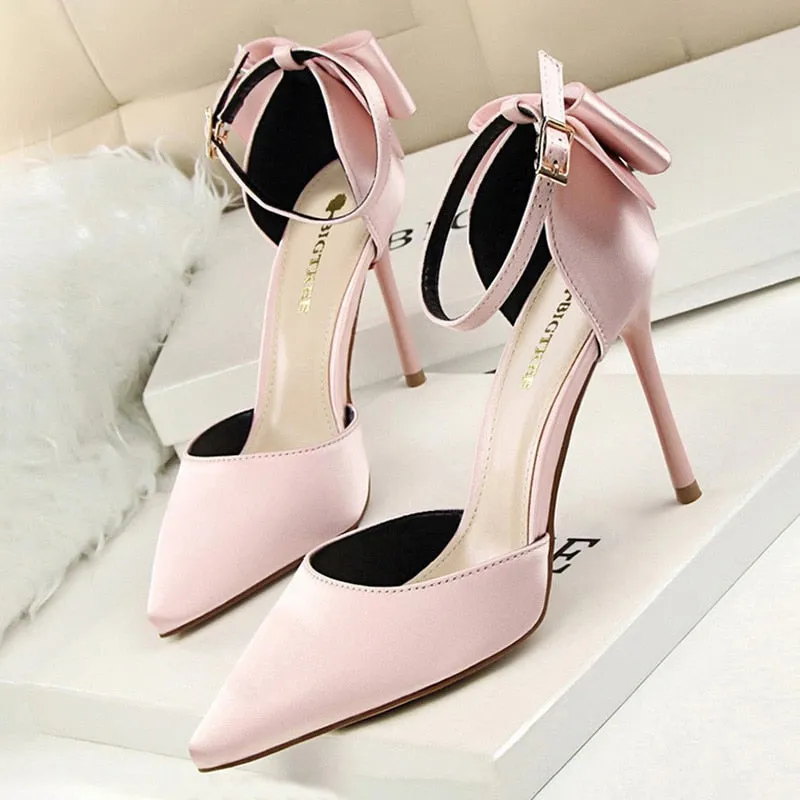 Funki Buys | Shoes | Women's Elegant Silk Bow Stiletto Pumps