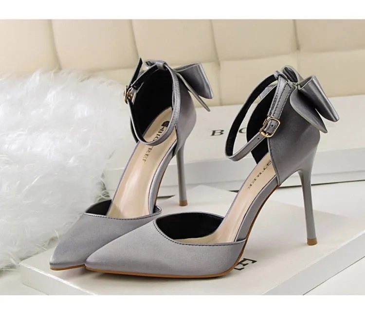 Funki Buys | Shoes | Women's Elegant Silk Bow Stiletto Pumps
