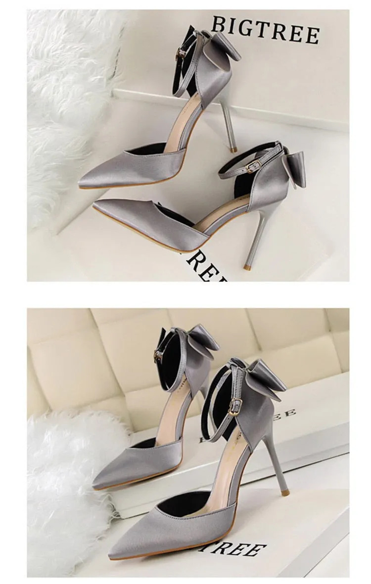 Funki Buys | Shoes | Women's Elegant Silk Bow Stiletto Pumps
