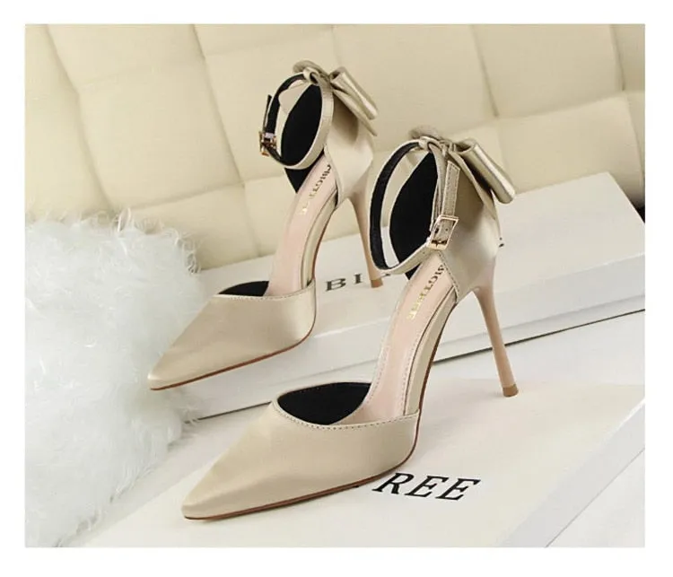 Funki Buys | Shoes | Women's Elegant Silk Bow Stiletto Pumps