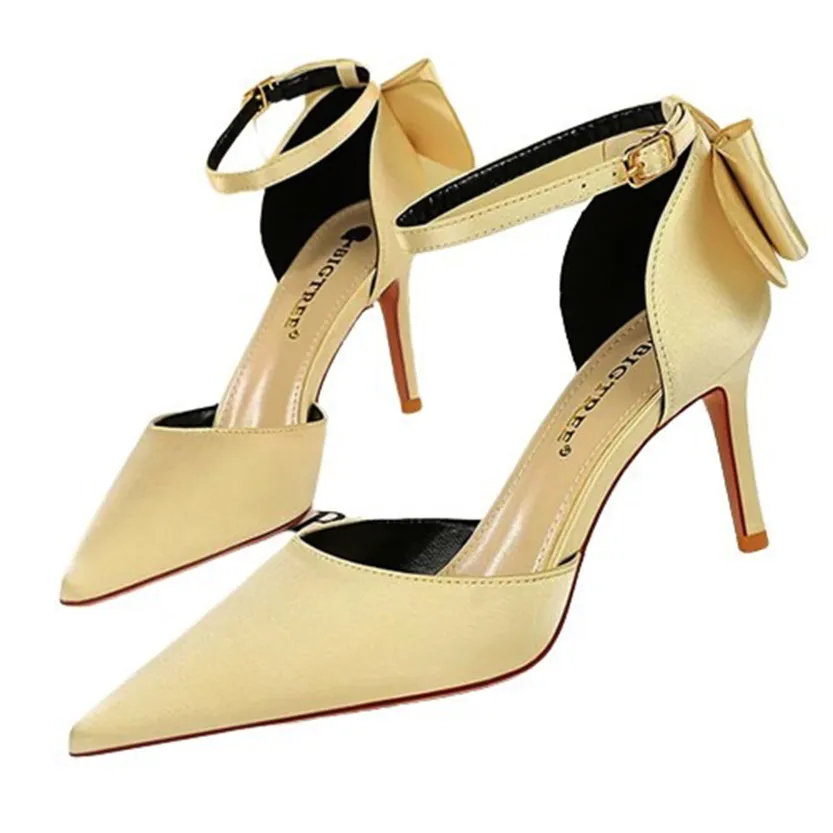 Funki Buys | Shoes | Women's Elegant Silk Bow Stiletto Pumps