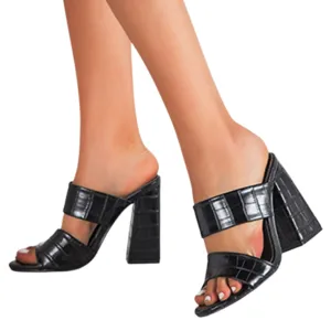 Funki Buys | Shoes | Women's High Block Heel Slip On Sandal