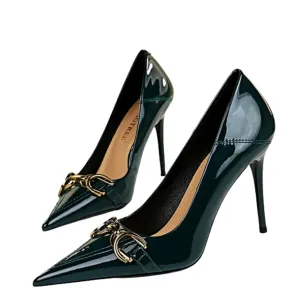 Funki Buys | Shoes | Women's Patent Leather Buckle Toe  Pumps