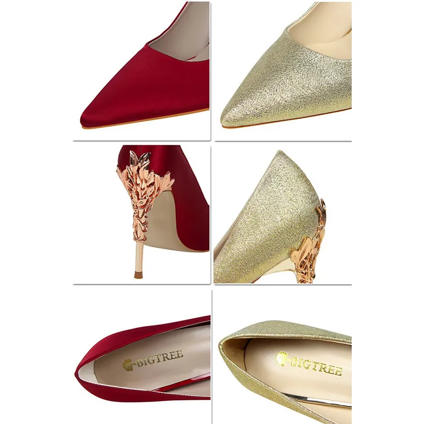 Funki Buys | Shoes | Women's Silk Stilettos | Metal Carved Heels