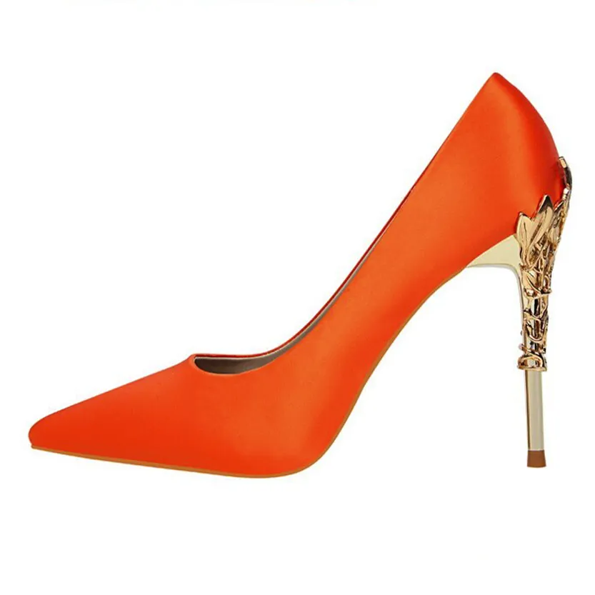 Funki Buys | Shoes | Women's Silk Stilettos | Metal Carved Heels