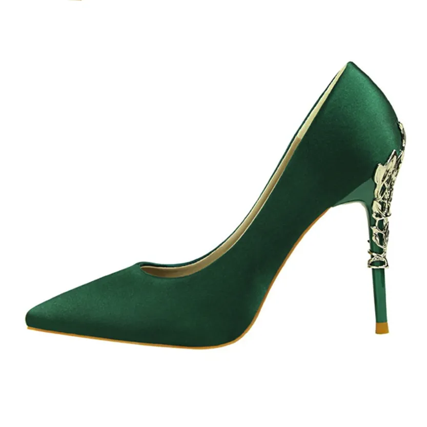 Funki Buys | Shoes | Women's Silk Stilettos | Metal Carved Heels