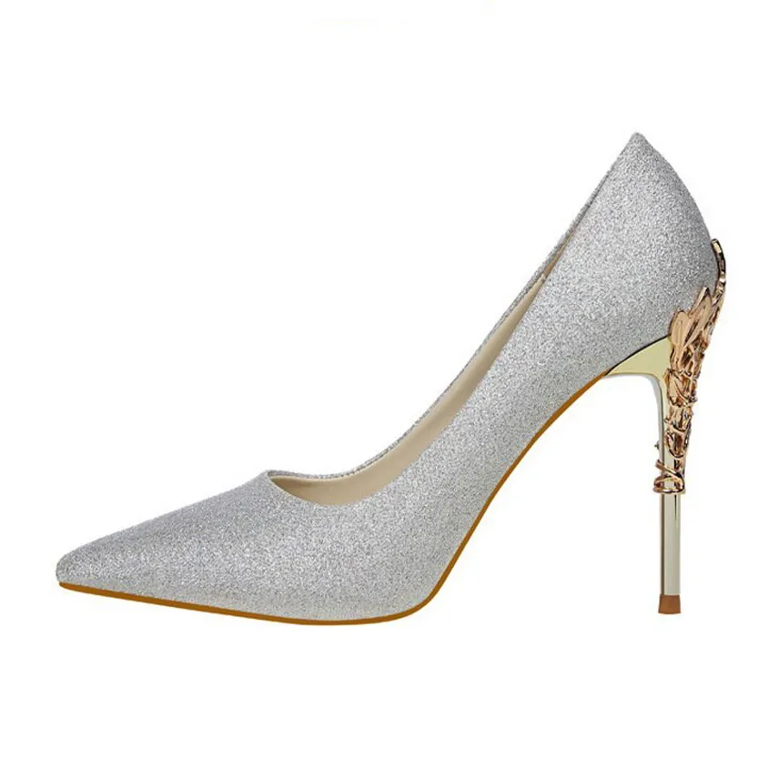Funki Buys | Shoes | Women's Silk Stilettos | Metal Carved Heels
