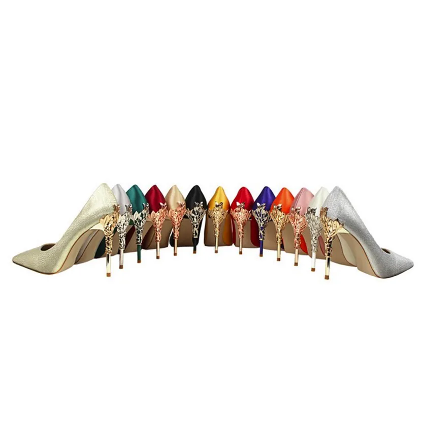 Funki Buys | Shoes | Women's Silk Stilettos | Metal Carved Heels