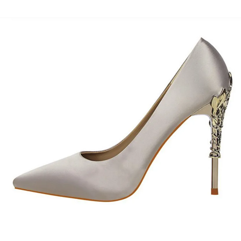 Funki Buys | Shoes | Women's Silk Stilettos | Metal Carved Heels