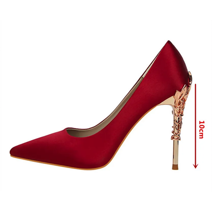 Funki Buys | Shoes | Women's Silk Stilettos | Metal Carved Heels