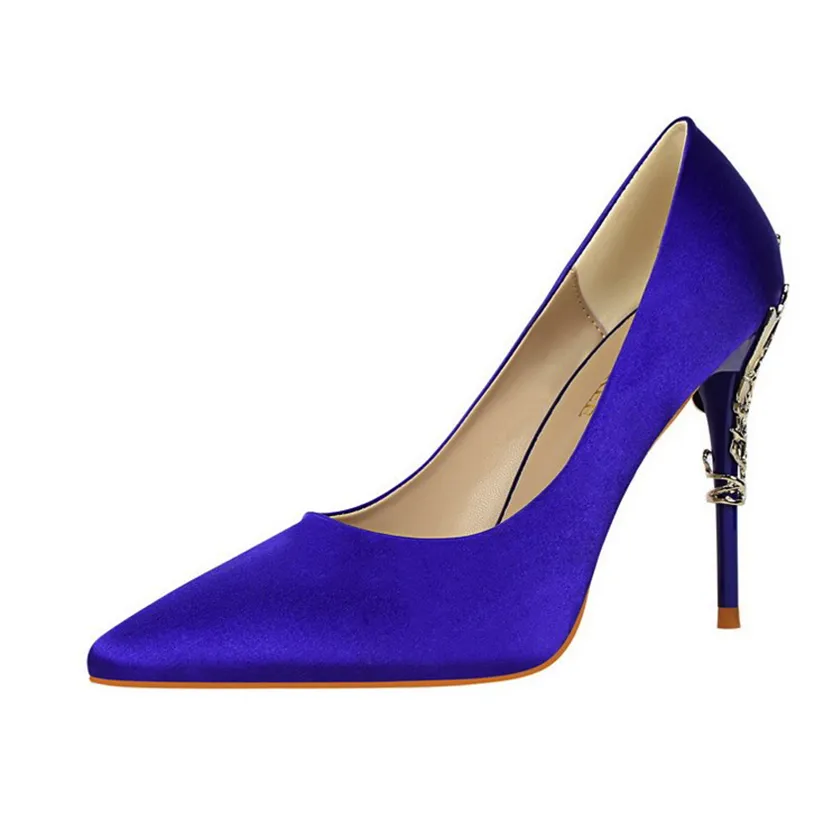 Funki Buys | Shoes | Women's Silk Stilettos | Metal Carved Heels